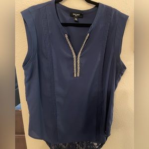 Nine West navy blouse with beautiful lace detail. Great steal!